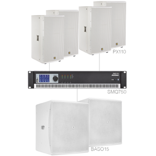 Forte10.6, 4x PX110, 2x Baso15 + SMQ750 Installasjonspakke - 160m2 - Hvit